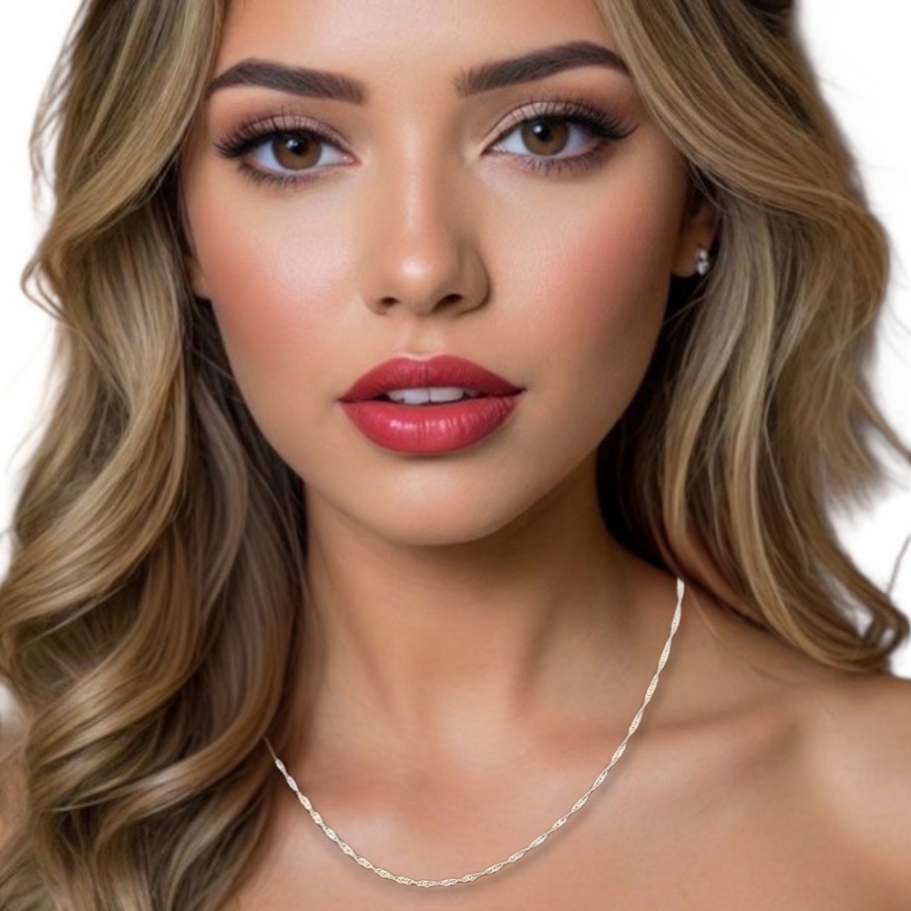 Elegant Silver 2 mm Rope Chain Necklace
